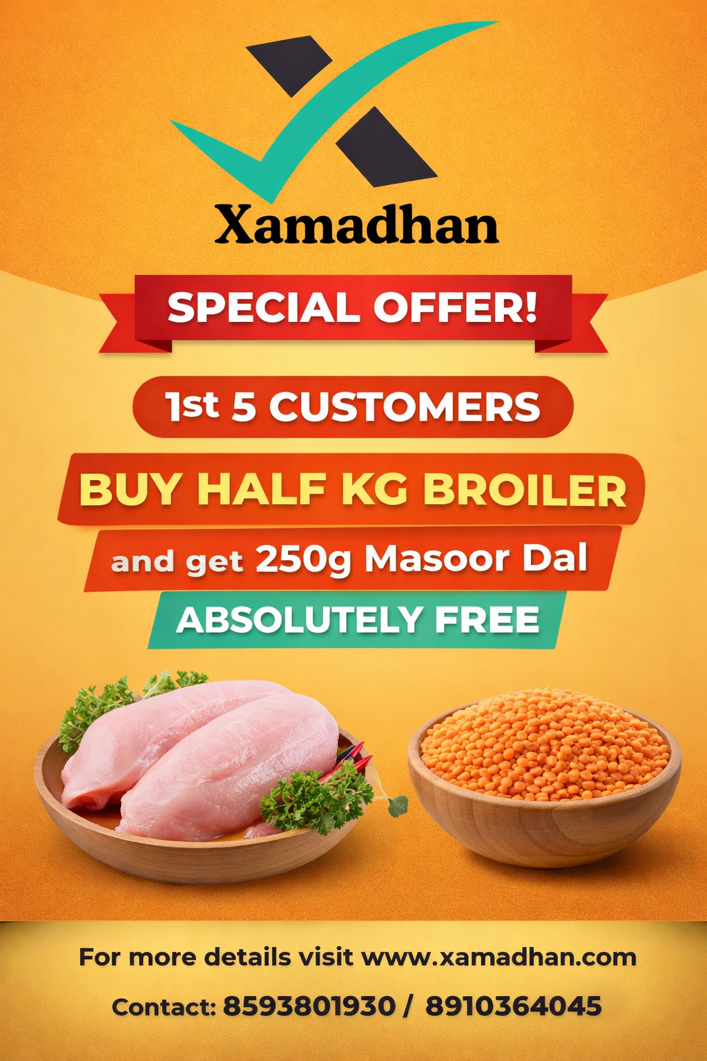 Special Offer ( Meat 500g free 250G masoor dal )