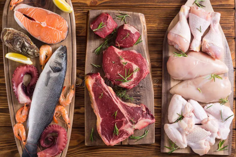 Raw Chicken meat & Fish