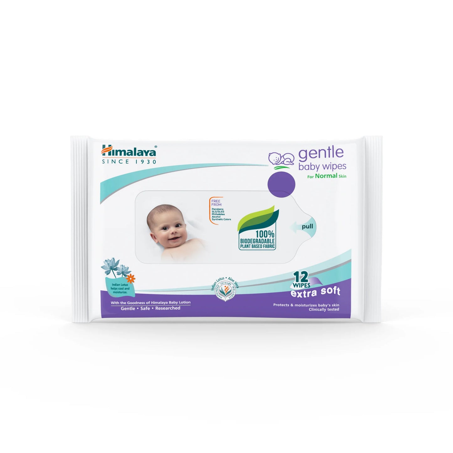 Himalaya Gentle Baby Wipes for Normal Skin 12 Wipes (Extra Soft)