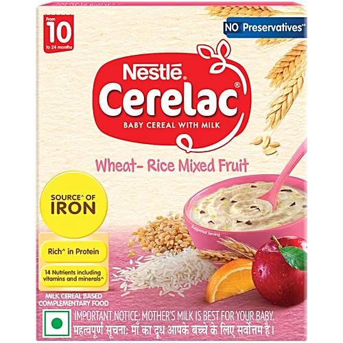 Nestlé Cerelac Wheat-Rice Mixed Fruit Baby Cereal with Milk, 300g