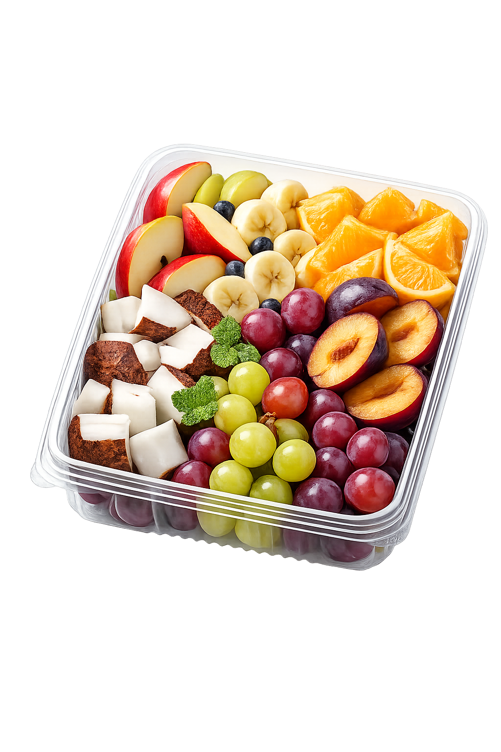 Mix Fresh Fruits Cut ( pack of 5 ) (Item Banana/Apple/Orange/Graps/Coconut/Jujube)