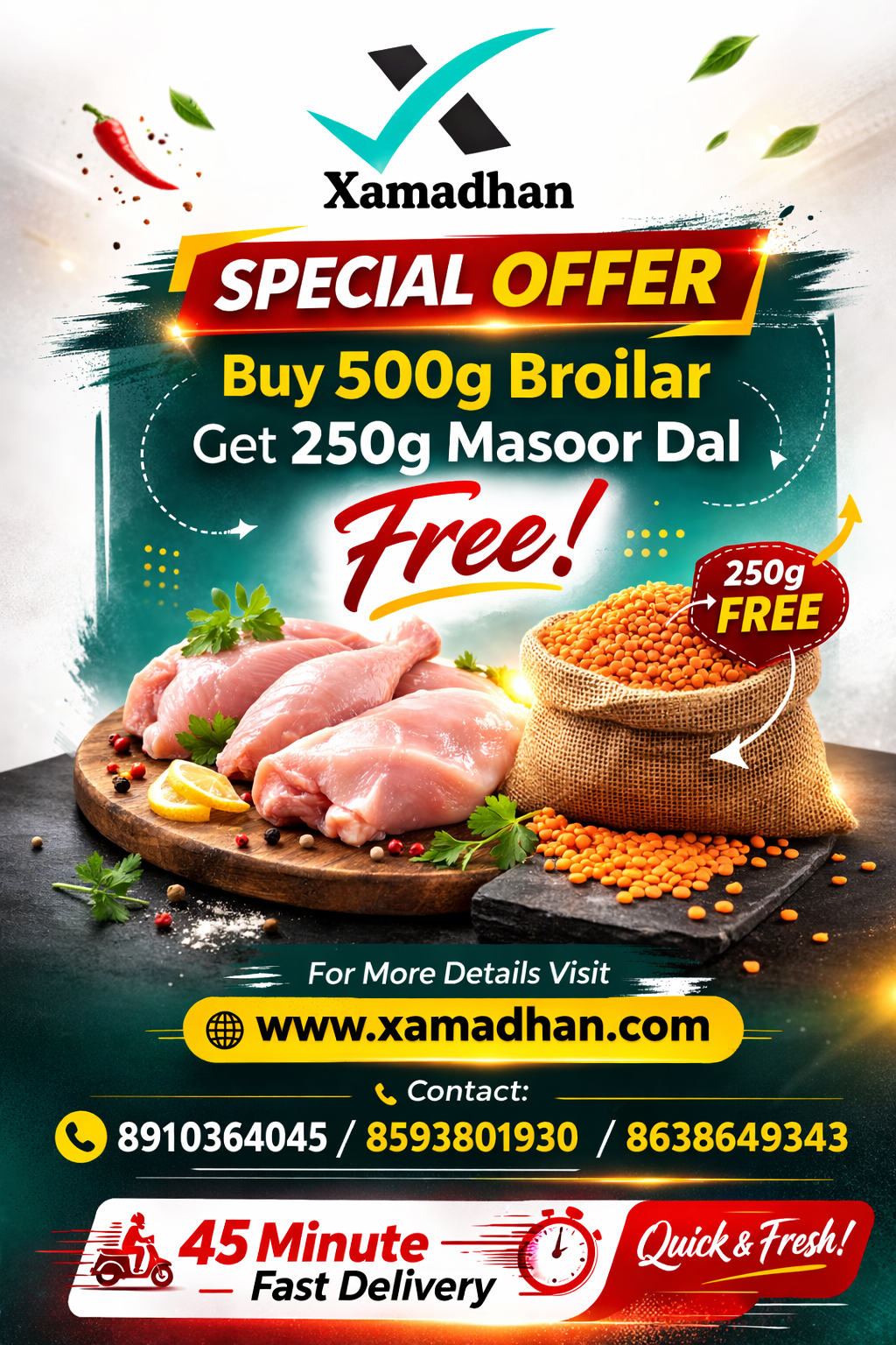 Special Offer Broilar 500g Free 250g Massor Dal